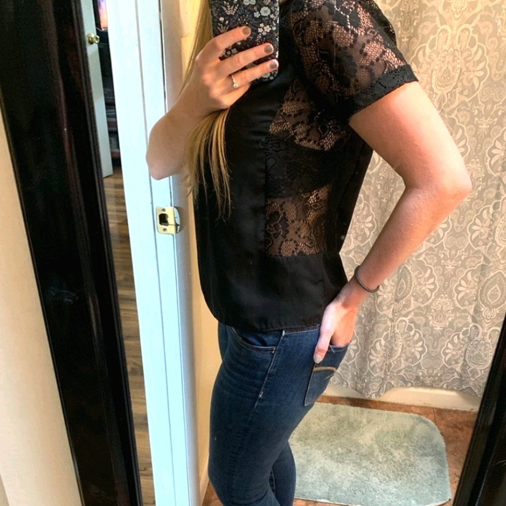 Velvet Thorn Black Lace Tee | Size S